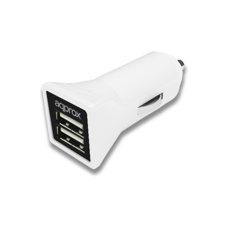 CARGADOR APPROX 2 USB MECHERO COCHE APPUSBCAR31W BLANCO*