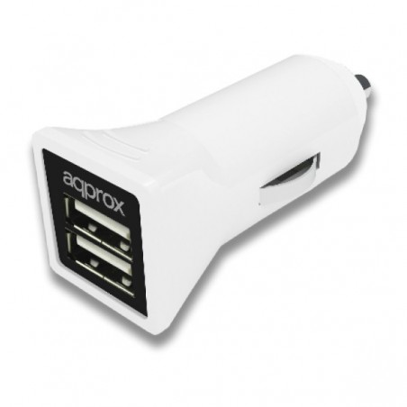 CARGADOR APPROX 2 USB MECHERO COCHE APPUSBCAR31W BLANCO*