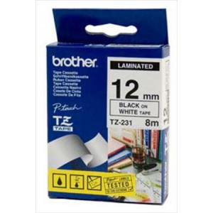 CINTA BROTHER ORIG.TZE231/E BLANCO/NEGRO 12MM