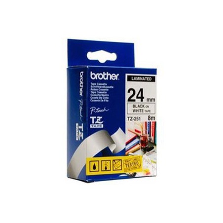 CINTA BROTHER ORIG.TZE251 BLANCO/NEGRO 24MM