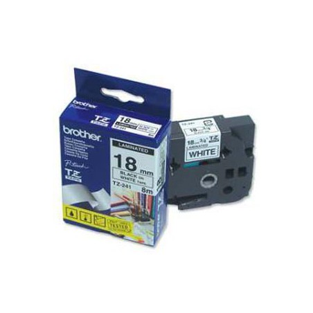 CINTA BROTHER ORIG.TZ241/E BLANCO/NEGRO 18MM