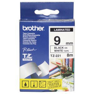 CINTA BROTHER ORIG.TZN221 BLANCO/NEGRO 9MM