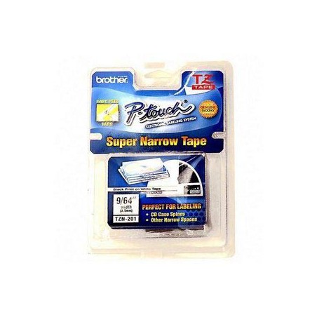 CINTA BROTHER ORIG.TZEN201 BLANCO/NEGRO 3.5 MM