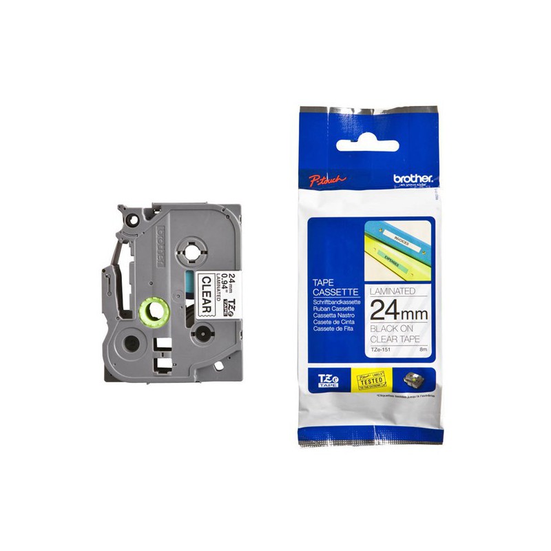 CINTA BROTHER ORIG.TZE151 NEGRO/TRANSPAENTE 24MM