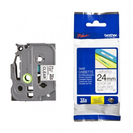 CINTA BROTHER ORIG.TZE151 NEGRO/TRANSPAENTE 24MM