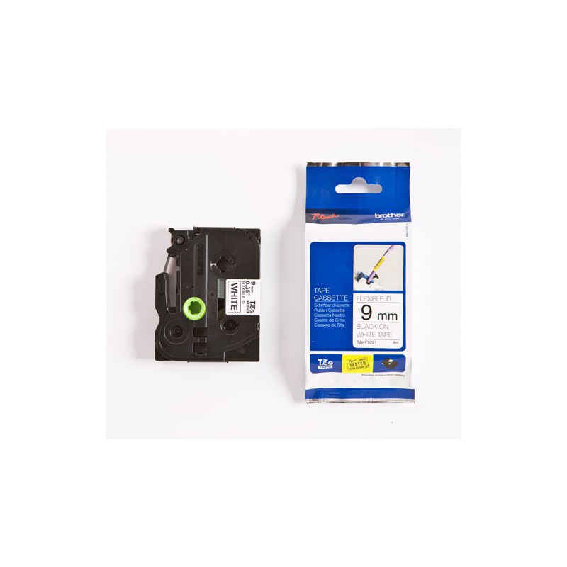 CINTA BROTHER ORIG.TZEFX221 BLANCO/NEGRO 9MM