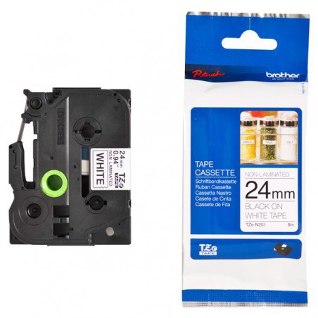 CINTA BROTHER ORIG.TZEN251 NEGRO/BLANCO 24 MM