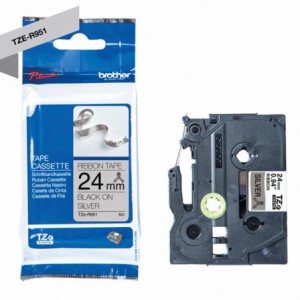 CINTA BROTHER ORIG.TZER951 NEGRO/PLATA NO ADHESI.12MM