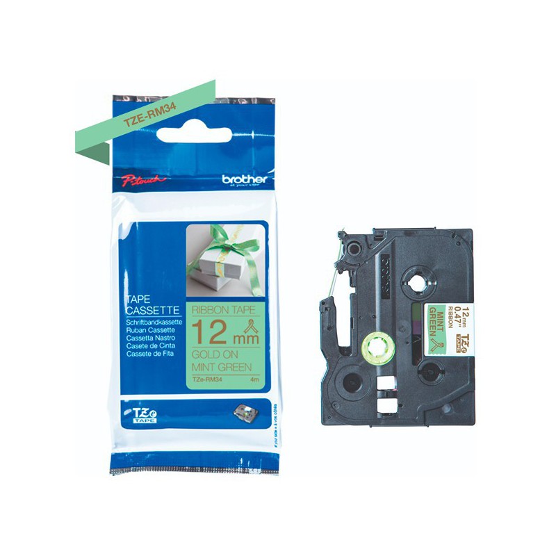 CINTA BROTHER ORIG.TZERM34 DORADO/VERDE MENTA NO ADHESI.12MM