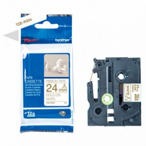 CINTA BROTHER ORIG.TZER254 DORADO/BLANCO NO ADHESI.24MM