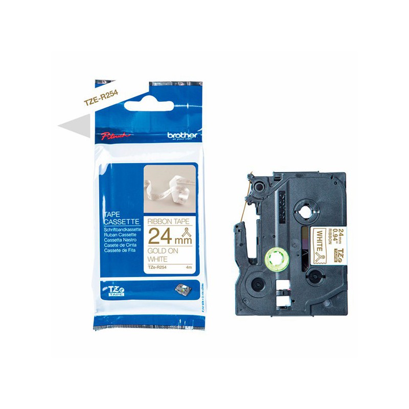 CINTA BROTHER ORIG.TZER254 DORADO/BLANCO NO ADHESI.24MM