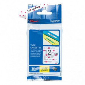 CINTA BROTHER ORIG.TZEMPPH31 BLANCO CON CORAZONES/NEGRO 12MM