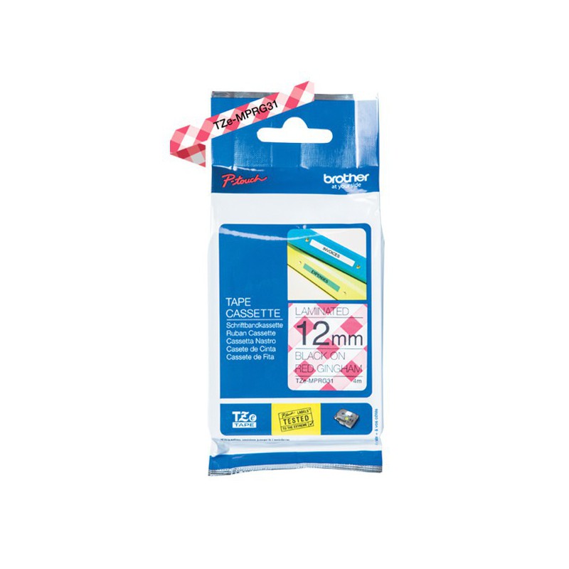 CINTA BROTHER ORIG.TZEMPRG31 AJEDREZ ROJO-BLANCO/NEGRO 12MM