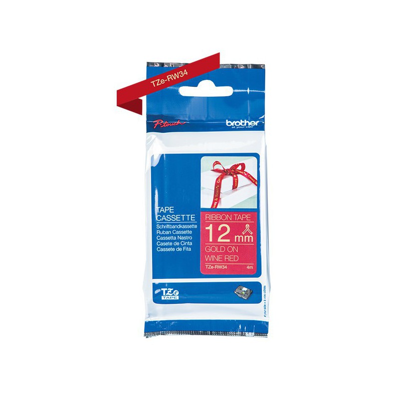 CINTA BROTHER ORIG.TZERW34 ROJO OSCURO/DORADO NO ADHESI.12MM