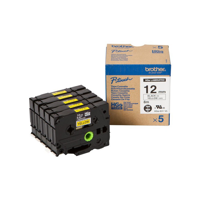 CINTA BROTHER ORIG.HGE631V5 NEGRO/AMARILLO 12 MM