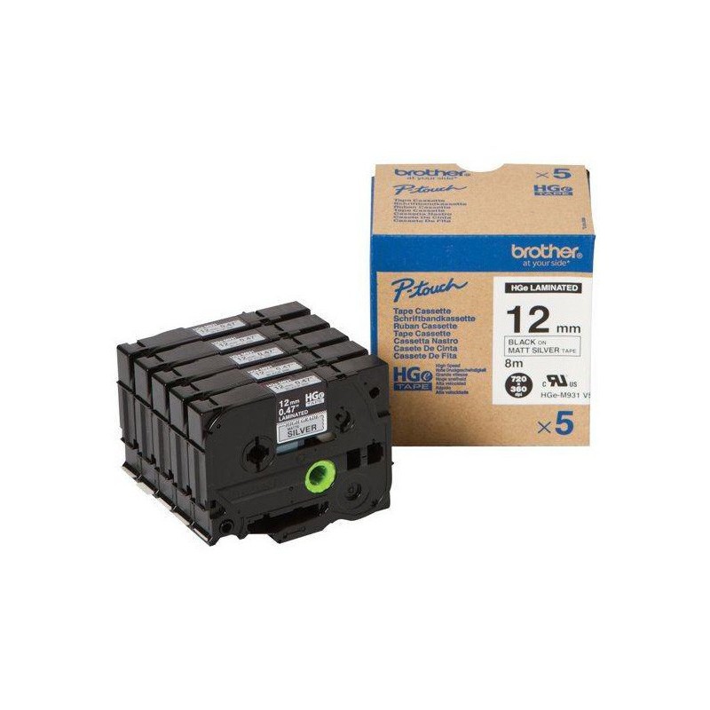 CINTA BROTHER ORIG.HGEM931V5 NEGRO/PLATEADO 12 MM