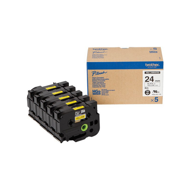 CINTA BROTHER ORIG.HGE651V5 NEGRO/AMARILLO 24 MM