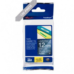 CINTA BROTHER ORIG.TZEPR935 PLATA PREMIUM/BLANCO 12MM