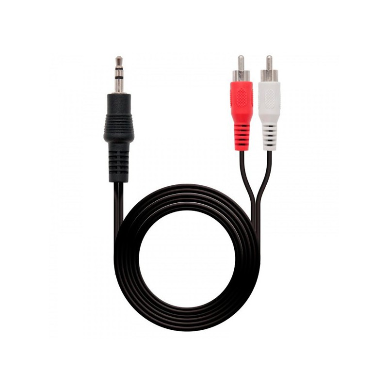 CABLE NANOCABLE JACK 3.5 MACHO - RCA MACHO/ 1.5M/ NEGRO
