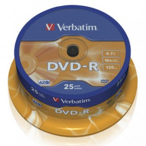 DVD-R VERBATIM 16X ADVANCED AZO 4.7GB CAKE 25 120M