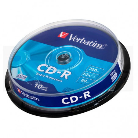 CD-ROM VERBATIM DATALIFE 52X 700MB TARRINA 10 UNIDADES EXTRA