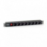 REGLETA 8 TOMAS 19" PARA RACK 1U 16A 1.80M