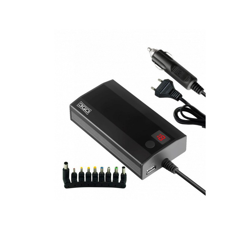 ALIMENTADOR  DIGITAL 3GO PARA PORTATIL 90W+COCHE 9 CLAVIJAS