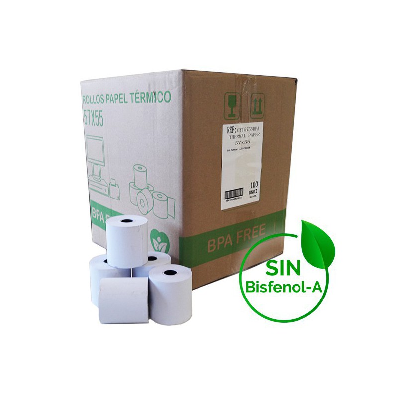 ROLLO TERMICO 57X55MM SIN BISFENOL A 65GR C/100