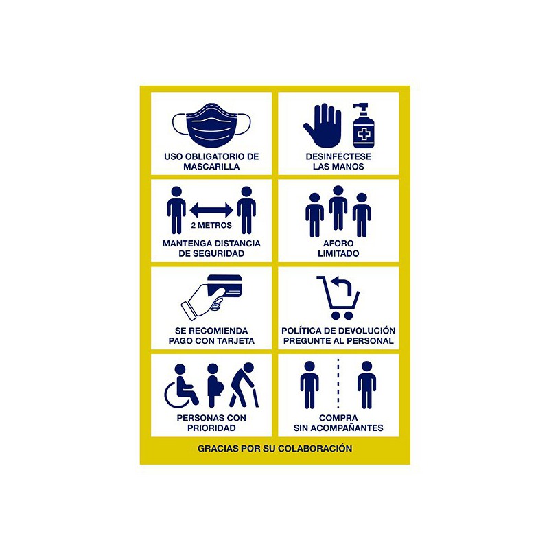 ETIQUETA 42 X 30 RECOMENDACIONES COVID  10 UND 