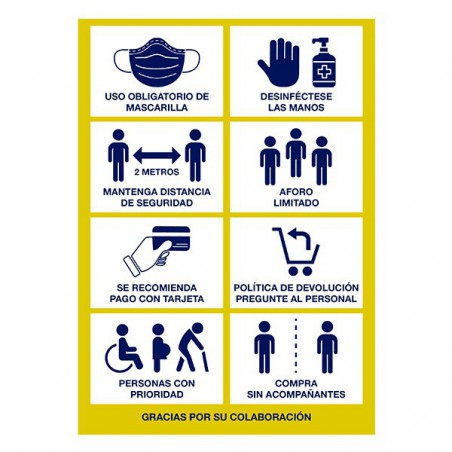 ETIQUETA 42 X 30 RECOMENDACIONES COVID  10 UND 