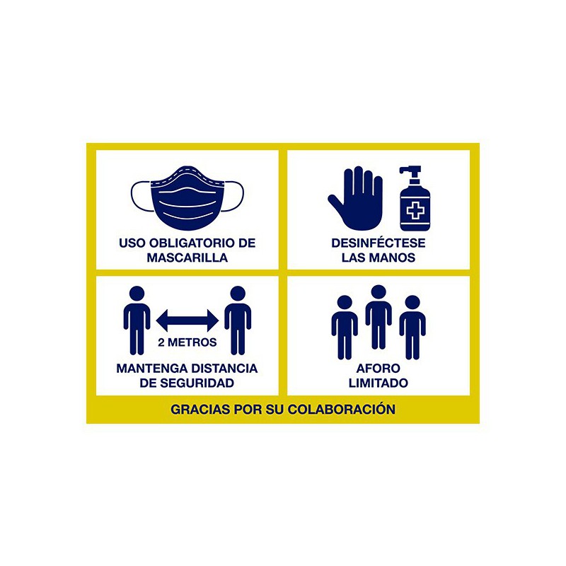 ETIQUETA 35 X 25  RECOMENDACIONES COVID  1 UND 