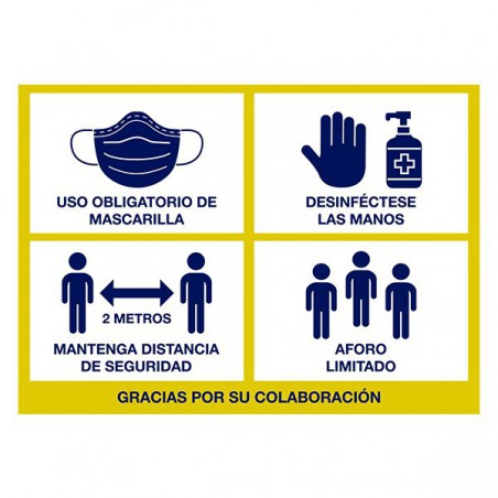 ETIQUETA 35 X 25  RECOMENDACIONES COVID  1 UND 