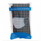 MASCARILLAS HIGIENICAS ADULTOS CUADROS NEGRO/BLANCO PAQ10UND