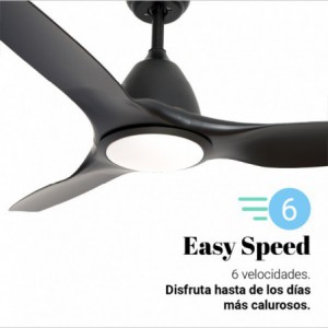 VENTILADOR DE TECHO ALISIOS NEGRO CON LUZ LED 132CM