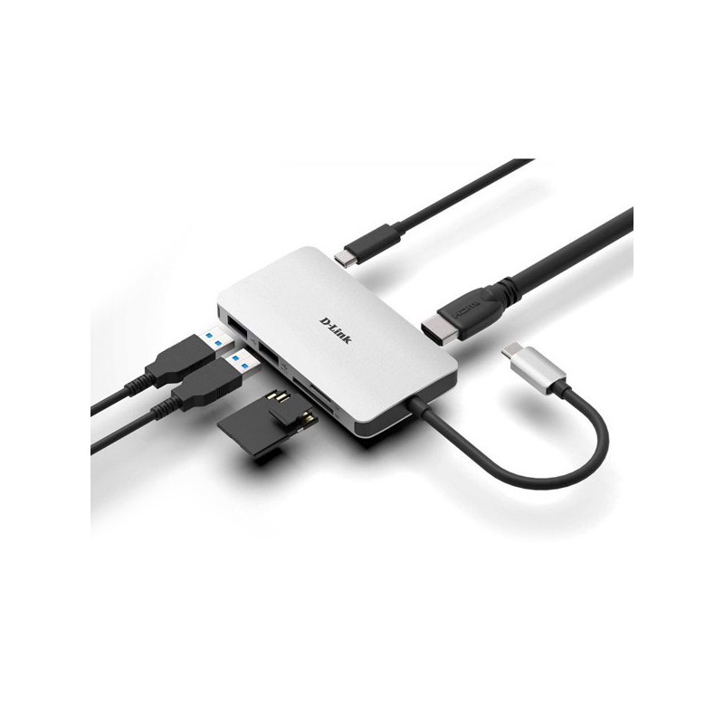 HUB USB D-LINK TIPO C 3.0 2USB/1 THU 3/1 HDMI/1 LECTOR SD