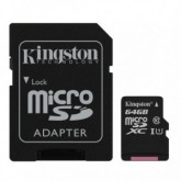 MICRO SDHC KINGSTON 64GB C/ADAPT.SD CL10