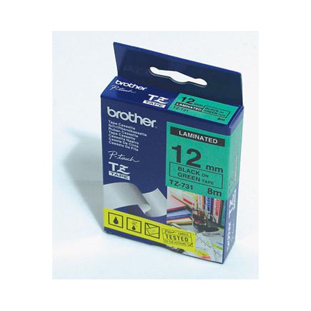 CINTA BROTHER ORIG.TZ731/E VERDE/NEGRO  12MM