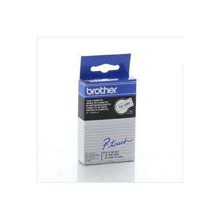 CINTA BROTHER ORIG.TC-291 BLANCO/NEGRO 9MM