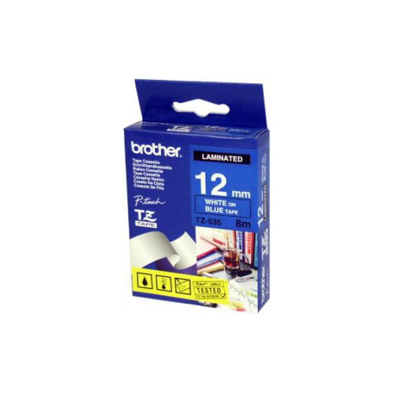 CINTA BROTHER ORIG.TZ535/E AZUL/BLANCO  12MM