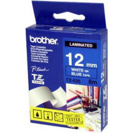 CINTA BROTHER ORIG.TZ535/E AZUL/BLANCO  12MM