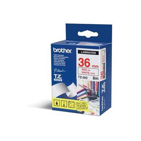 CINTA BROTHER ORIG.TZ262/E BLANCO/ROJO  36MM