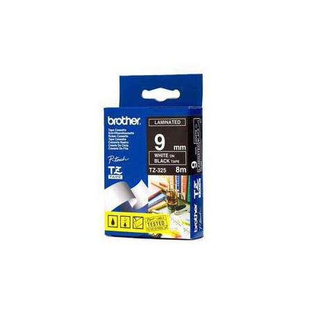 CINTA BROTHER ORIG.TZ325/E NEGRO/BLANCO  9MM
