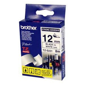 CINTA BROTHER ORIG.TZS231/E BLANCO/NEGRO  12MM