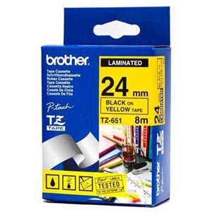 CINTA BROTHER ORIG.TZ651/E AMAR./NEGRO 24MM