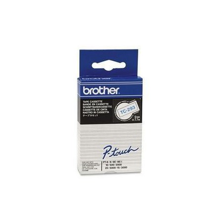 CINTA BROTHER ORIG.TC293  9MM BLANCO/AZUL