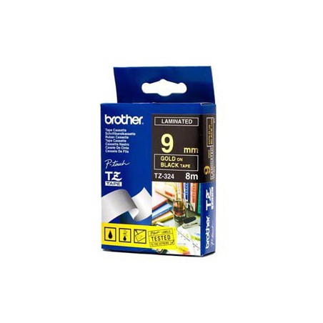 CINTA BROTHER ORIG.TZ324 NEGRO/ORO 9MM *