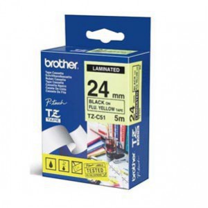 CINTA BROTHER ORIG.TZC51/E AMAR./FLUO./NEGRO  24MM