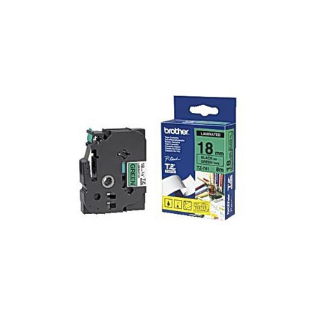 CINTA BROTHER ORIG.TZ741/E VERDE/NEGRO 18MM 
