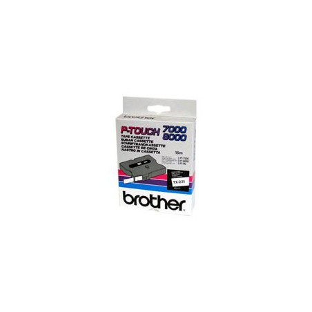 CINTA BROTHER ORIG. TX231 12MM BLANCO/NEGRO*