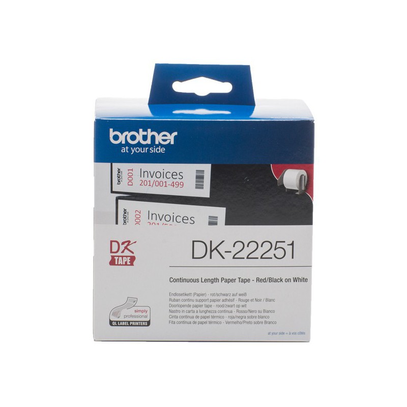 CINTA BROTHER PAPEL CONTINUO 62 MM DK22251 BLACK/RED